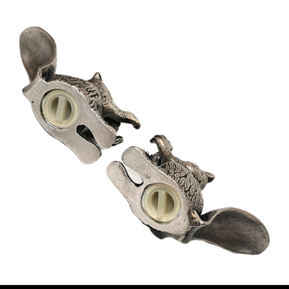 Pair of Heavy Cast Pewter Squirrels Salt and Pepper Shakers Collectible Vintage - Picture 8 of 9